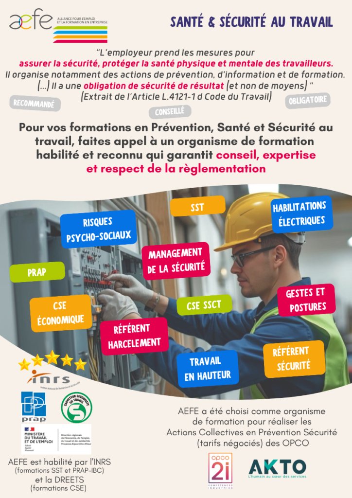 Santé, sécurité au travail - Formations obligatoires - PLan de formation